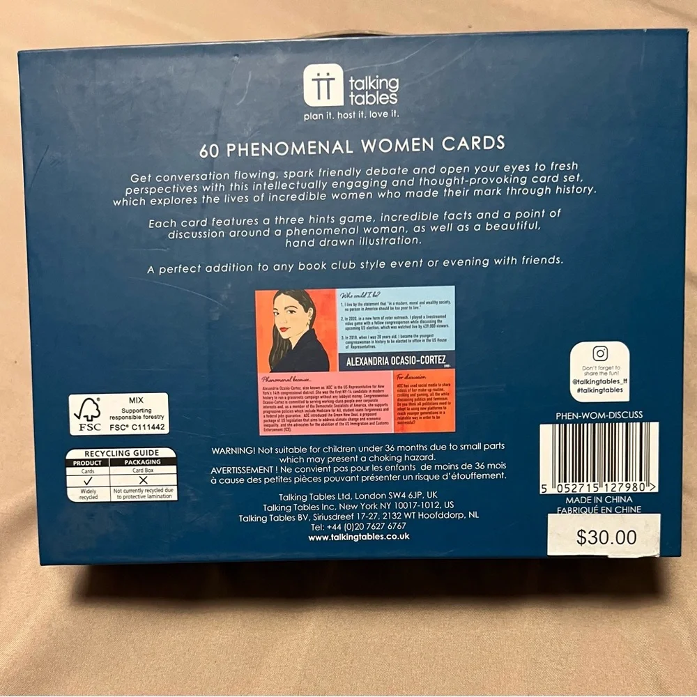 Talking Tables 60 Phenomenal Women in History Flashcards Game female empowerment